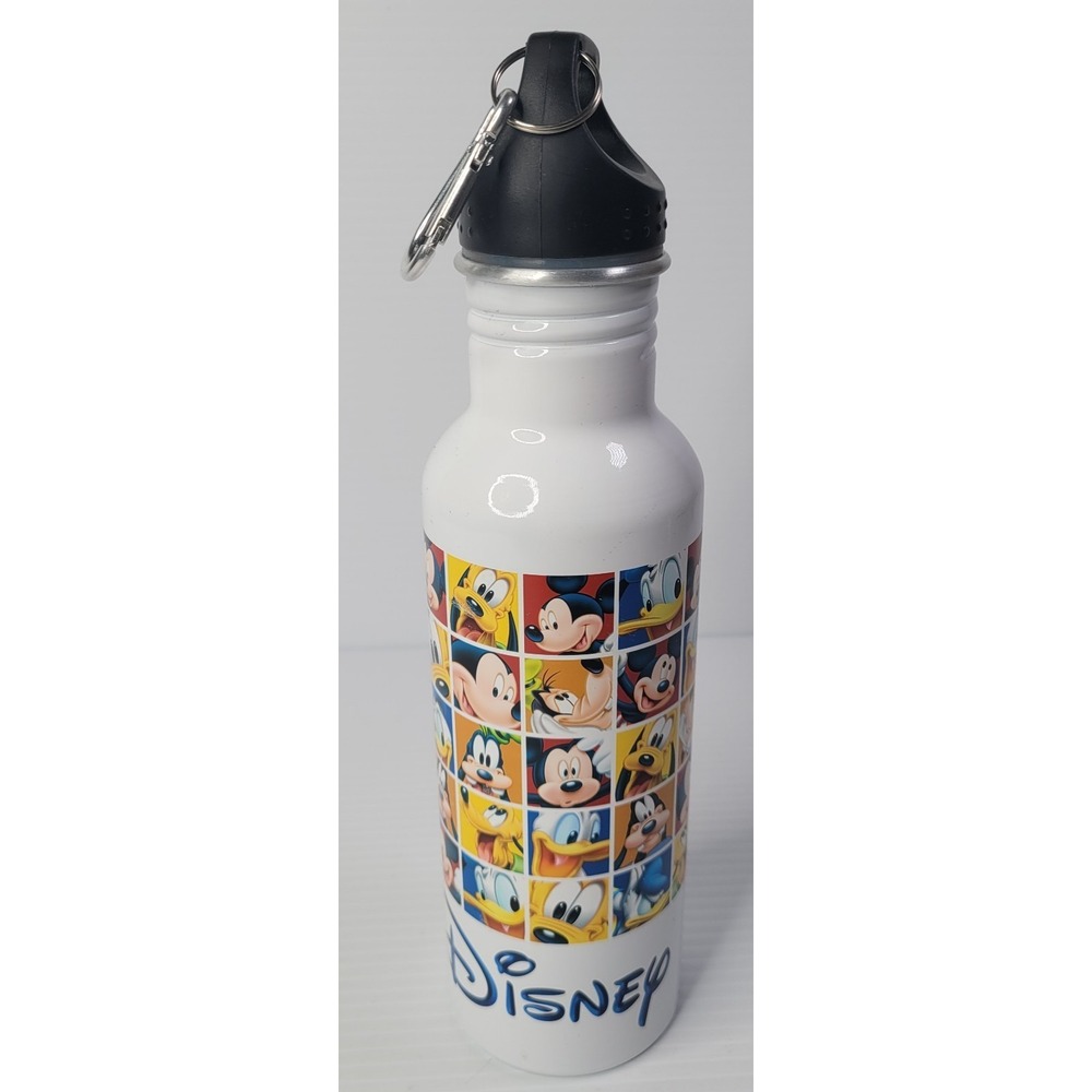 Disney Mickey Mouse‎ & Friends Metal Water Bottle With Keychain Donald Pluto